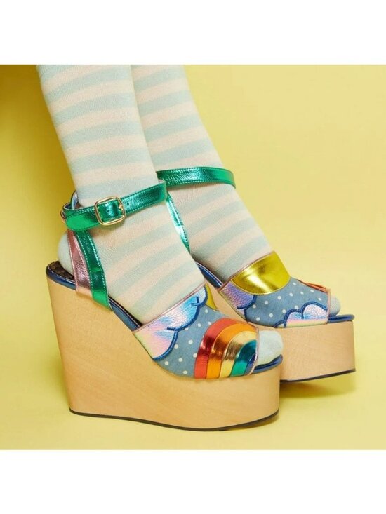 Irregular Choice Shoes - Irregular Choice Funshine 70s Rainbow Wedge Platform Sandals 7 38 Heels Retro